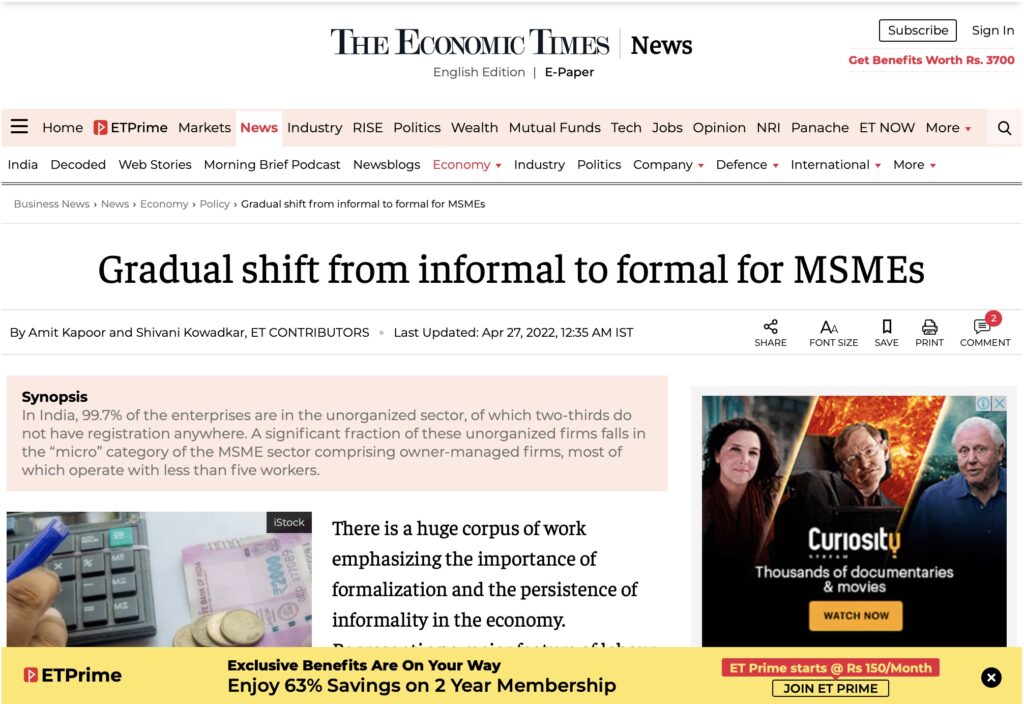 Informal to Formal for MSMEs: A Gradual Shift