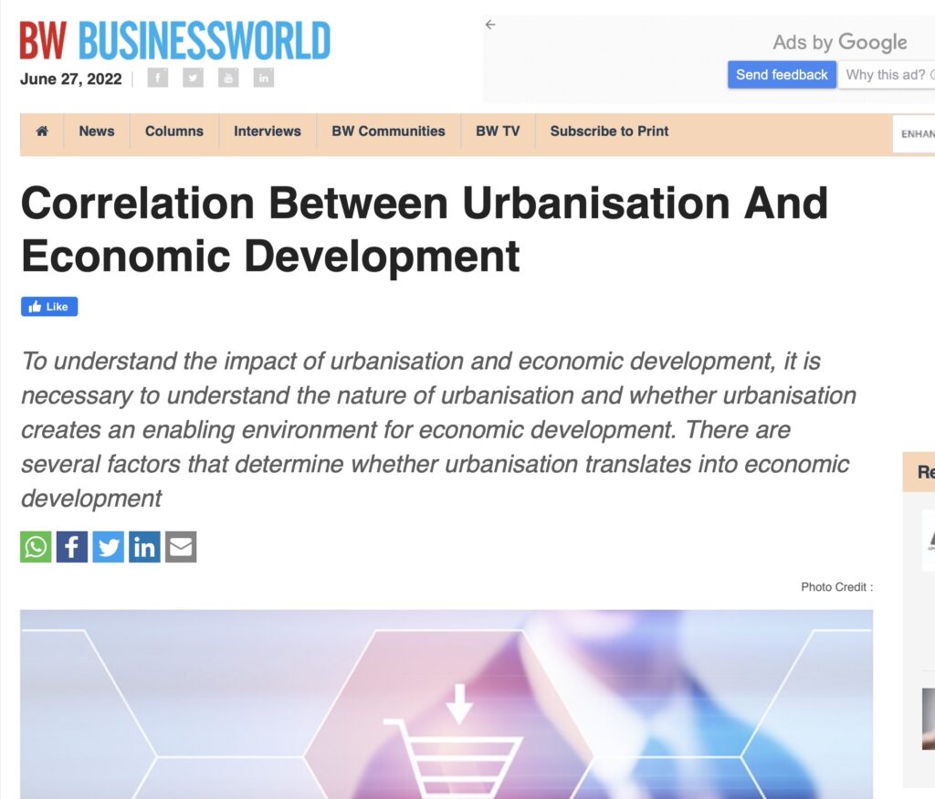 Correlation between Urbanisation and Economic Development