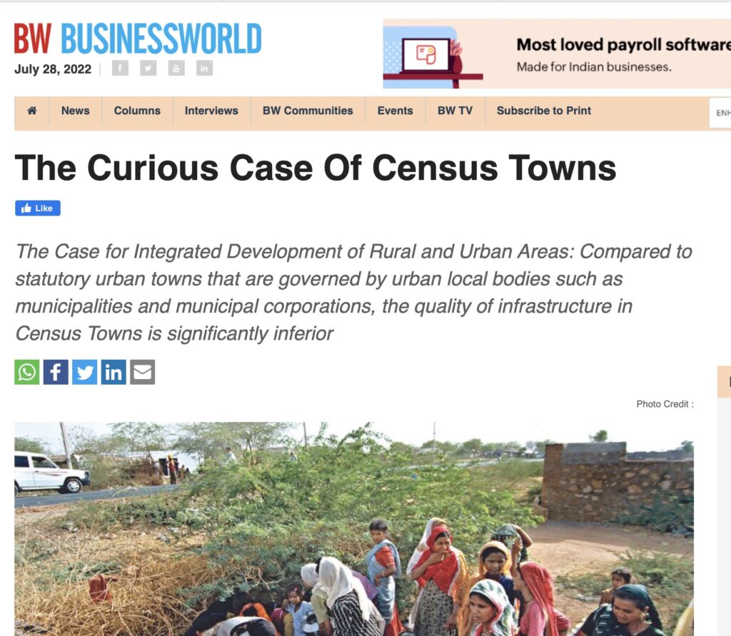 The Curious Case of Census Towns: The Case for Integrated Development of Rural and Urban Areas