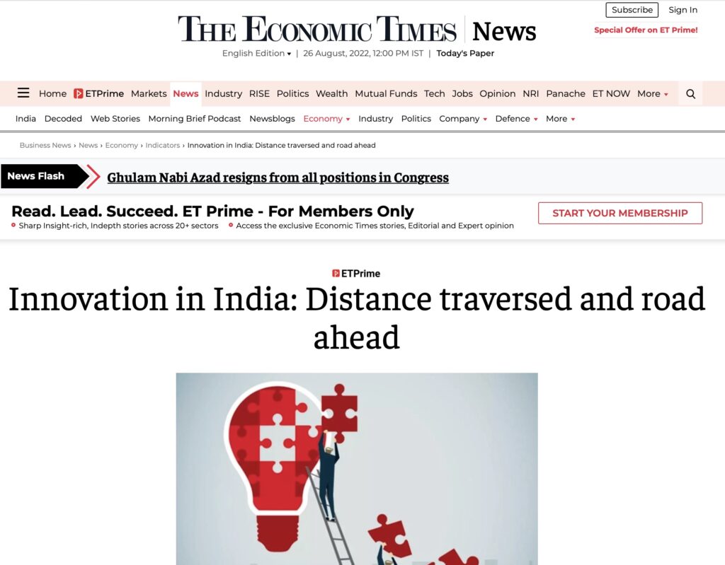 Innovation in India: Distance Traversed and Road Ahead                       