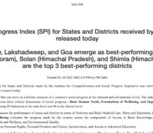 Social Progress Index (SPI) for States and Districts received by EAC-PM, released today