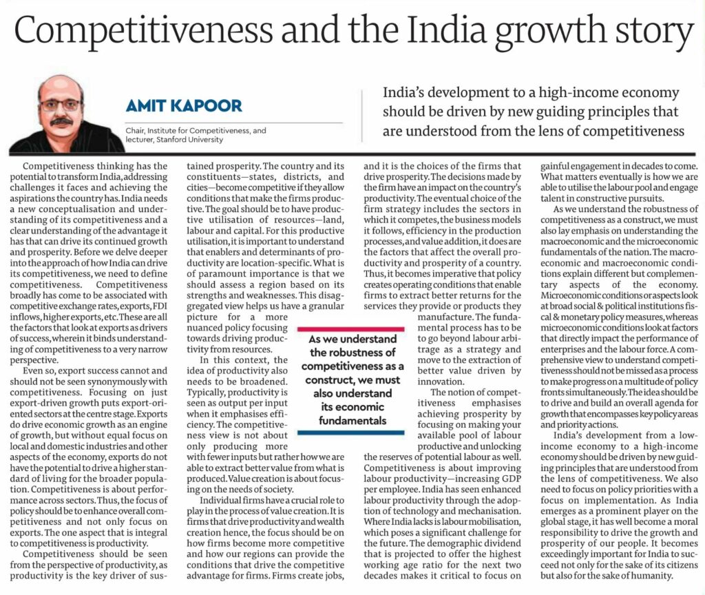 Competitiveness and India Growth Story