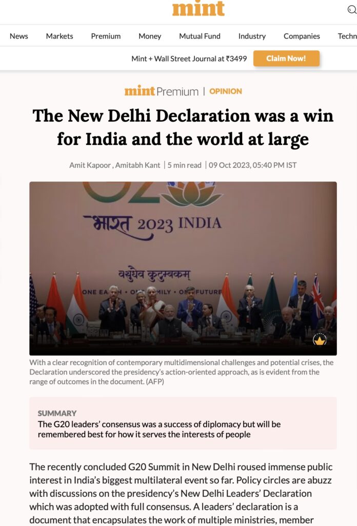 The New Delhi Declaration was a win for us and the world at large