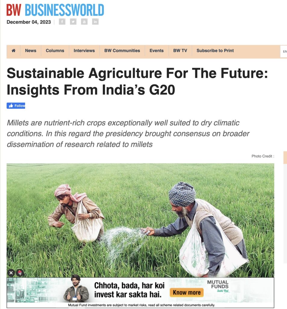 Sustainable Agriculture for the Future: Insights from India’s G20