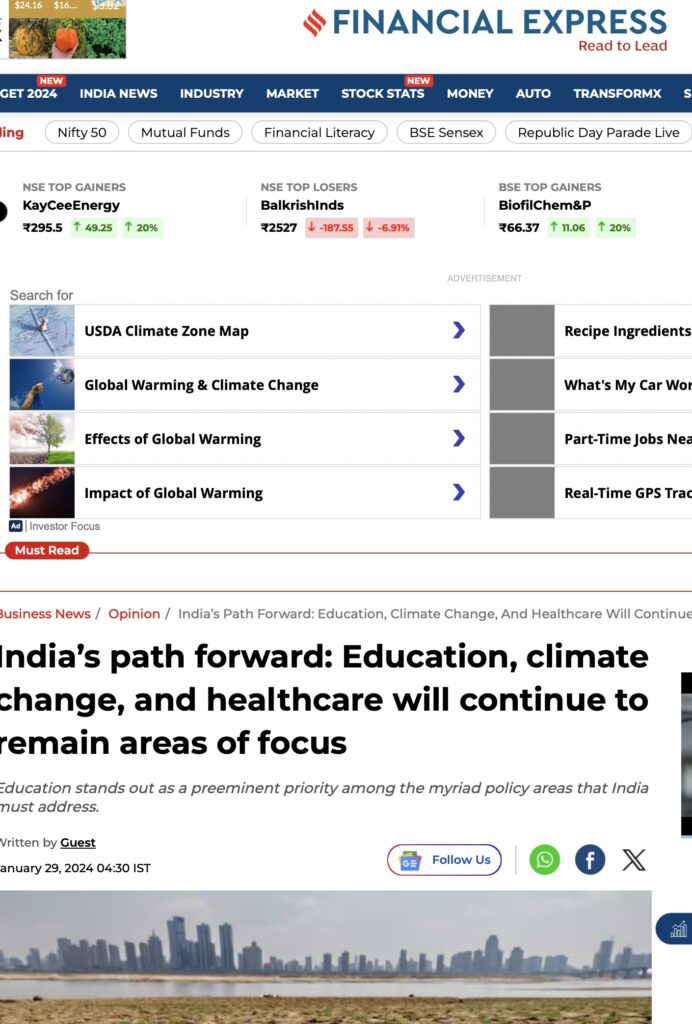 India’s path forward: Education, climate change, and healthcare will continue to remain areas of focus