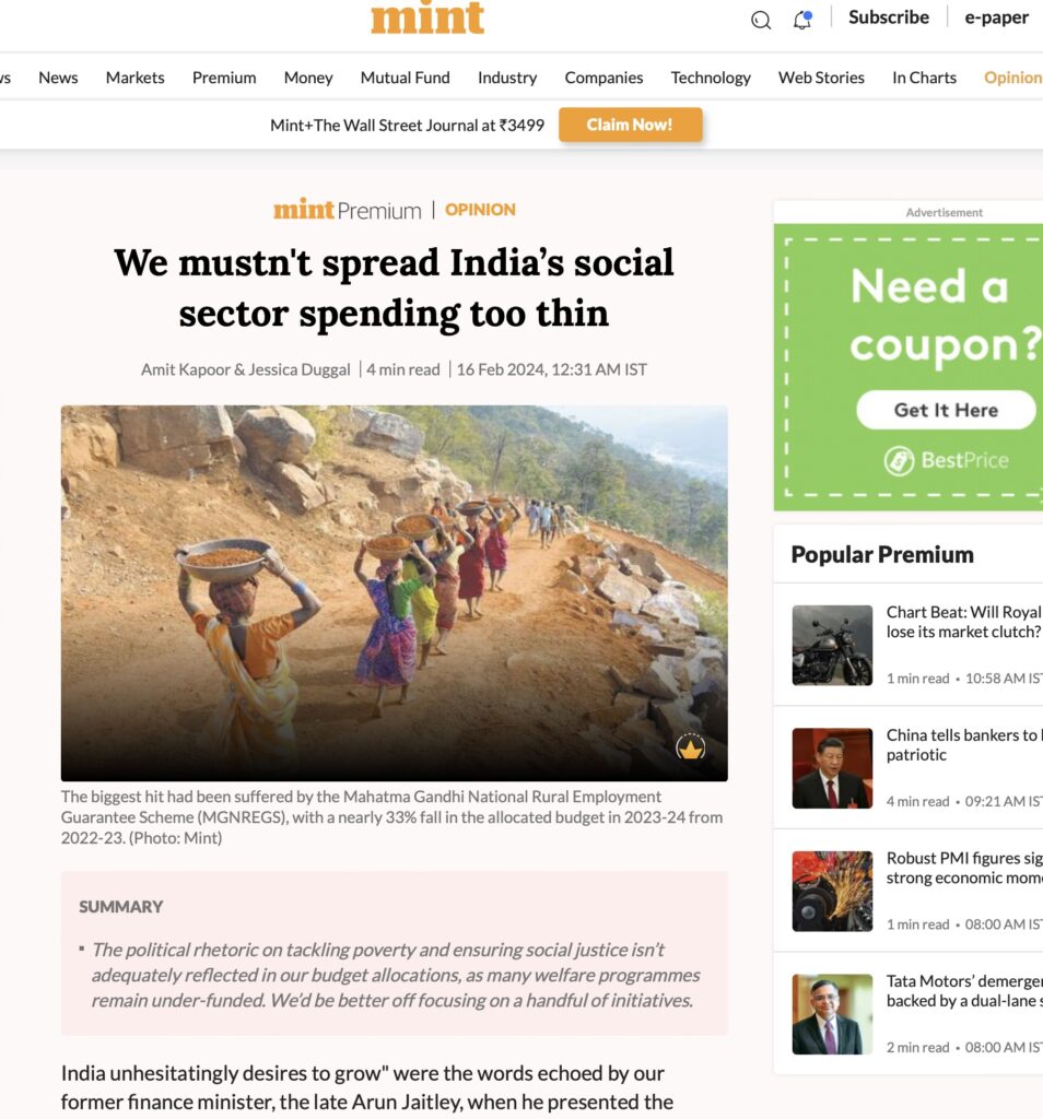 We mustn't spread India's social sector spending too thin