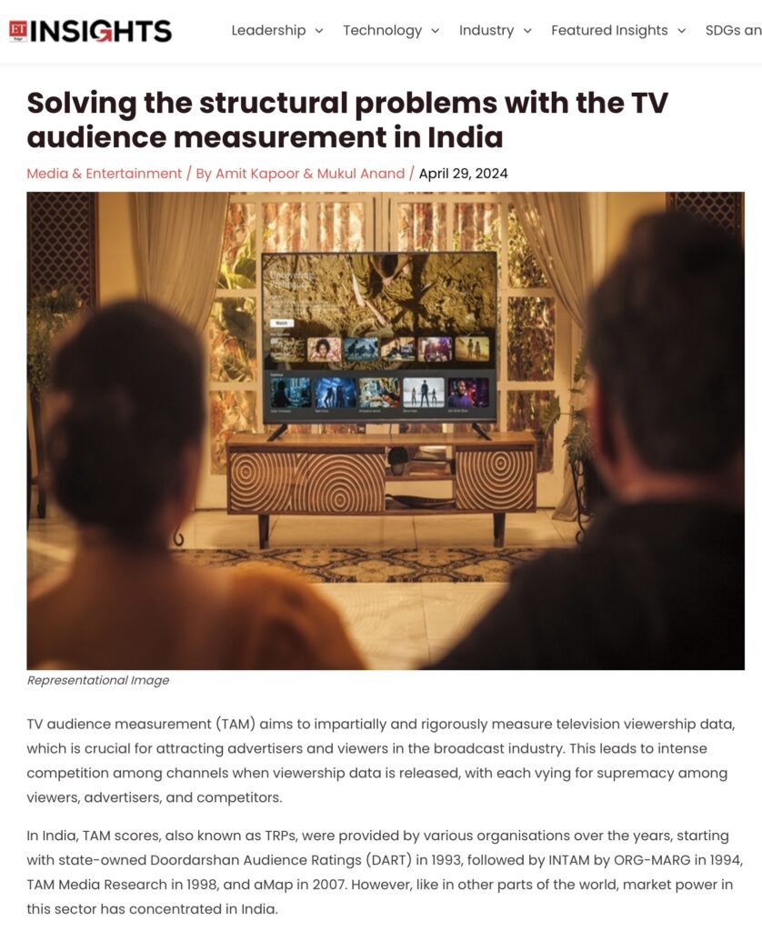 Solving the Structural Problems with the TV Audience Measurement in India